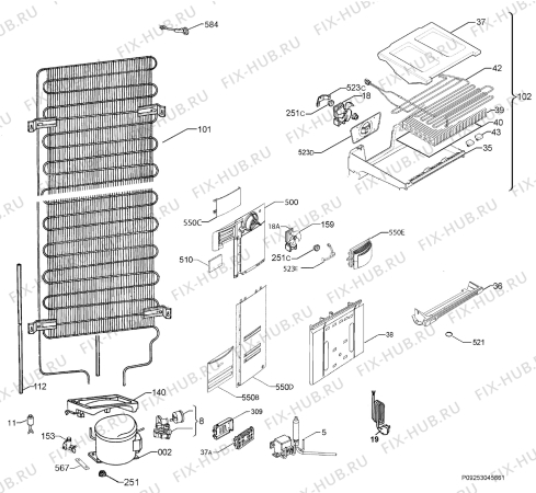 Взрыв-схема холодильника Electrolux EN3481AOX - Схема узла Cooling system 017